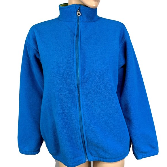 Land's End Womens Polartec Fleece Sweater Jacket Full Zip Sweatshirt Size L Blue - Picture 2 of 13